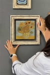 Oscar Stone Decor Çerçeveli Tablo Taş Duvar Dekoru 30 X 30 Cm Van Gogh Saksıda Ay Çiçekleri