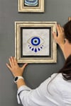 Oscar Stone Decor Çerçeveli Tablo Taş Duvar Dekoru 30 X 30 Cm Nazar Boncuğu Göz Tablosu