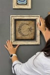 Oscar Stone Decor Çerçeveli Tablo Taş Duvar Dekoru 30 X 30 Cm Hat Sanatı ile Ay Yıldız