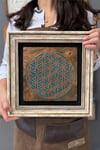 Oscar Stone Decor Çerçeveli Tablo Taş Duvar Dekoru 30 X 30 Cm Lotus Yaşam Çiçeği Sri Yantra