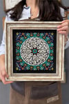 Oscar Stone Decor Çerçeveli Tablo Taş Duvar Dekoru 30 X 30 Cm Eskitme Çini Desenli Tablo