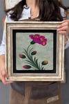 Oscar Stone Decor Çerçeveli Tablo Taş Duvar Dekoru 30 X 30 Cm Ebruli Çiçek Tablosu