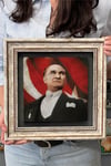 Oscar Stone Decor Çerçeveli Tablo Taş Duvar Dekoru 30 X 30 Cm Atatürk ve Türk Bayrağı