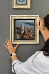 Oscar Stone Decor Çerçeveli Tablo Taş Duvar Dekoru 30 x 30 cm İstanbul Galata Manzarası