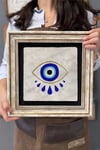 Oscar Stone Decor Çerçeveli Tablo Taş Duvar Dekoru 30 X 30 Cm Nazar Boncuğu Göz Tablosu