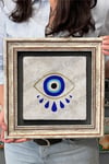 Oscar Stone Decor Çerçeveli Tablo Taş Duvar Dekoru 30 X 30 Cm Nazar Boncuğu Göz Tablosu