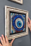 Oscar Stone Decor Çerçeveli Tablo Taş Duvar Dekoru 30 X 30 Cm Nazar Boncuğu Tablosu