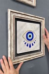 Oscar Stone Decor Çerçeveli Tablo Taş Duvar Dekoru 30 X 30 Cm Nazar Boncuğu Göz Tablosu