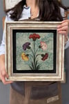 Oscar Stone Decor Çerçeveli Tablo Taş Duvar Dekoru 30 X 30 Cm Ebruli Çiçekler Tablosu
