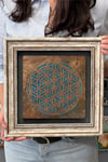 Oscar Stone Decor Çerçeveli Tablo Taş Duvar Dekoru 30 X 30 Cm Lotus Yaşam Çiçeği Sri Yantra