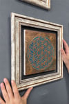 Oscar Stone Decor Çerçeveli Tablo Taş Duvar Dekoru 30 X 30 Cm Lotus Yaşam Çiçeği Sri Yantra