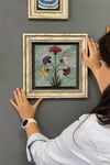 Oscar Stone Decor Çerçeveli Tablo Taş Duvar Dekoru 30 X 30 Cm Ebruli Çiçekler Tablosu