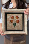 Oscar Stone Decor Çerçeveli Tablo Taş Duvar Dekoru 30 X 30 Cm Ebruli Çiçek Tasarım Tablo