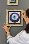 Oscar Stone Decor Çerçeveli Tablo Taş Duvar Dekoru 30 X 30 Cm Nazar Boncuğu
