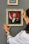 Oscar Stone Decor Çerçeveli Tablo Taş Duvar Dekoru 30 X 30 Cm Atatürk ve Türk Bayrağı
