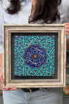 Oscar Stone Decor Çerçeveli Tablo Taş Duvar Dekoru 30 X 30 Cm Çini Desenli Tablo