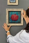 Oscar Stone Decor Çerçeveli Tablo Taş Duvar Dekoru 30 X 30 Cm Nar Temalı Özel Çizim