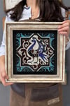 Oscar Stone Decor Çerçeveli Tablo Taş Duvar Dekoru 30 X 30 Cm Tavus Kuşu Çini Seramik