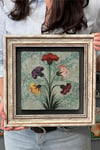 Oscar Stone Decor Çerçeveli Tablo Taş Duvar Dekoru 30 X 30 Cm Ebruli Çiçekler Tablosu