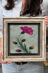 Oscar Stone Decor Çerçeveli Tablo Taş Duvar Dekoru 30 X 30 Cm Ebruli Çiçek Tablosu