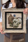 Oscar Stone Decor Çerçeveli Tablo Taş Duvar Dekoru 30 X 30 Cm Kelebek ve Çiçekler