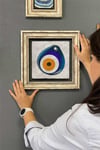 Oscar Stone Decor Çerçeveli Tablo Taş Duvar Dekoru 30 X 30 Cm Nazar Boncuklu Tablo