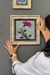 Oscar Stone Decor Çerçeveli Tablo Taş Duvar Dekoru 30 X 30 Cm Ebruli Çiçek Tablosu