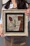 Oscar Stone Decor Çerçeveli Tablo Taş Duvar Dekoru 30 X 30 Cm Osmanlı Kaftan ve Hat Sanatı