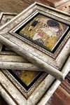 Oscar Stone Decor Çerçeveli Taş Duvar Dekoru Tablo 20x20cm 3'lü Set Gustav Klimt Son Öpücük Tablosu