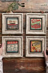 Oscar Stone Decor Çerçeveli Taş Tablo Duvar Dekoru 20x20cm 4'lü Set Vintage Set