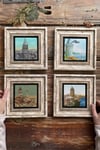 Oscar Stone Decor Çerçeveli Taş Tablo Duvar Dekoru 20x20cm 4'lü Set Galata Kulesi Seti Hazerfen