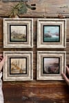 Oscar Stone Decor Çerçeveli Taş Tablo Duvar Dekoru 20x20cm 4'lü Set Eski İstanbul Tabloları Manzara