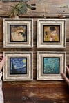 Oscar Stone Decor Çerçeveli Taş Tablo Duvar Dekoru 20x20cm 4'lü Set Gustav Klimt Van Gogh Tabloları