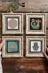 Oscar Stone Decor Çerçeveli Taş Tablo 20x20cm 4'lü Set(7774-1213-1090-114)Şahmeran Yaşam Fatma Ana