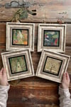 Oscar Stone Decor Çerçeveli Taş Tablo Duvar Dekoru 20x20cm 4'lü Set Gustav Klimt Tabloları