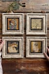 Oscar Stone Decor Çerçeveli Taş Tablo Duvar Dekoru 20x20cm 4'lü Set Gustav Klimt Tabloları