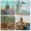 OSCAR STONE DECOR GALATA  4'lü DOĞALTAŞ BARDAK ALTLIĞI / BA317 (COASTER)