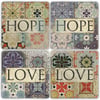 OSCAR STONE DECOR HOPE AND LOVE 4'lü DOĞALTAŞ BARDAK ALTLIĞI / BA510 (COASTER)