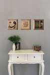 Oscar Stone Decor Masif (Ahşap) Çerçeveli 3'lü Set Taş Tablo Pano 28x28 cm Vav Elif Vav Allah