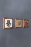 Oscar Stone Decor Masif (Ahşap) Çerçeveli 3'lü Set Taş Tablo Pano 28x28 cm Fatma Ana Allah Nar Dua