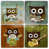 OSCAR STONE DECOR MUSICIAN OWL 4'lü DOĞALTAŞ BARDAK ALTLIĞI / BA323 (COASTER)