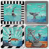 OSCAR STONE DECOR SEA SET 4'lü DOĞALTAŞ BARDAK ALTLIĞI / BA348 (COASTER)