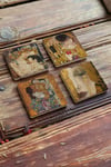 Oscar Stone Decor Taş Bardak Altlığı Stone Coasters - 4lü Set Gustav Klimt Tabloları
