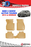 Bmw 2 Serisi Active Tourer 2014+ Bej 3D Havuzlu Paspas Bizymo