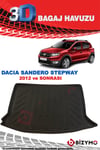 Dacia Sandero 2012 ve Sonrası 3D Bagaj Havuzu Bizymo