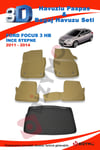 Ford Focus 3 Hb (İnce Stepne) 2011-2014 Bej Paspas ve Bagaj Havuzu Seti