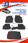 Ford Focus 3 Hb Kalın Stepne 2011-2014 Paspas ve Bagaj Havuzu Seti