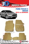 Ford Focus 4 Sedan 2015 ve Sonrası 3D Bej Paspas Takımı Bizymo