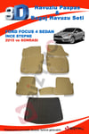 Ford Focus 4 Sedan (İnce Stepne) 2015 Ve Sonrası Bej Paspas ve Bagaj Havuzu Seti