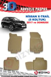 Nissan X-Trail 5 Koltuk 2017 Ve Sonrası 3D Bej Paspas Takımı Bizymo